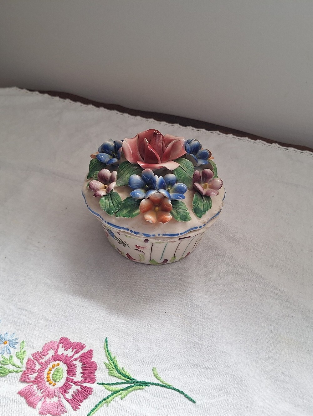 Vintage Capodimonte Italian Trinket Box - Multicolor